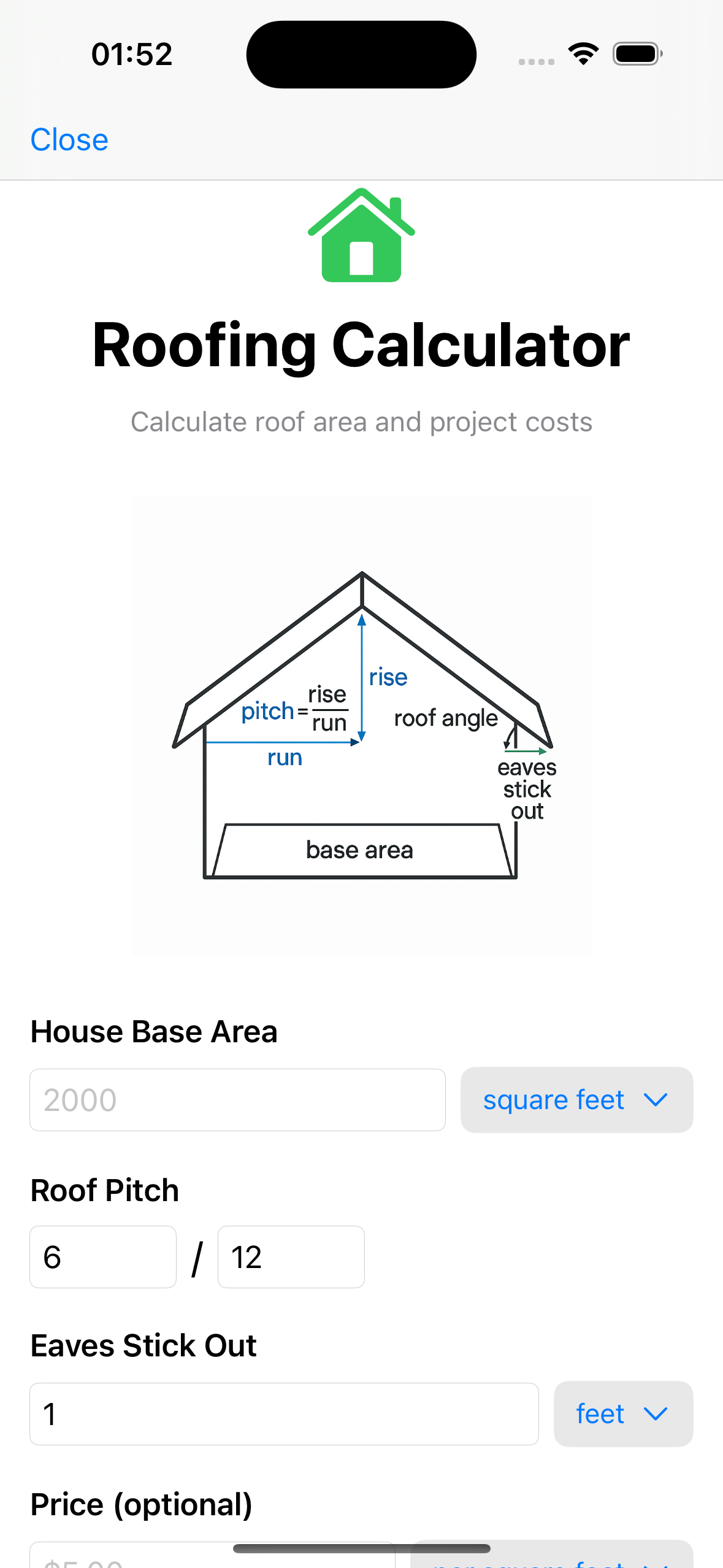roof slope calculator