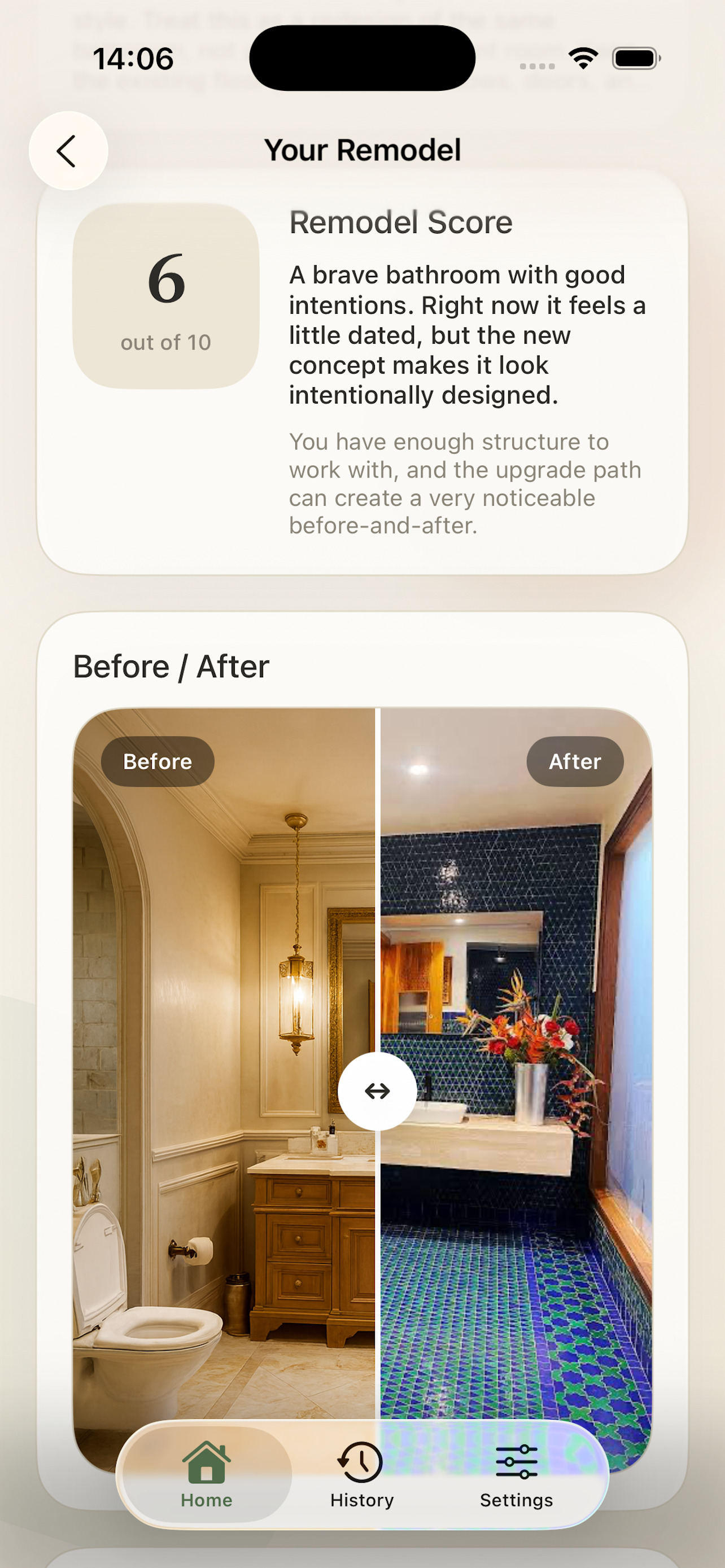 Cost estimate and remodel score